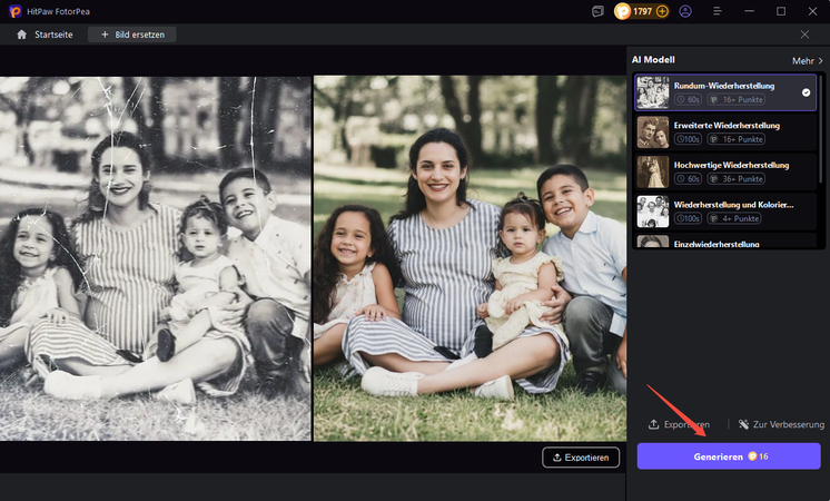 preview restored old photo in hitpaw fotorpea before export
