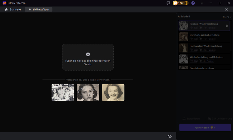 select ai model in hitpaw fotorpea for vintage photo repair
