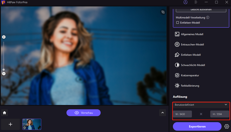 HitPaw FotorPea Enhance Höhe und Breite festlegen