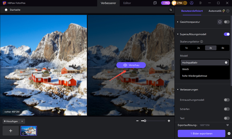 Select AI Upscale in HitPaw FotorPea