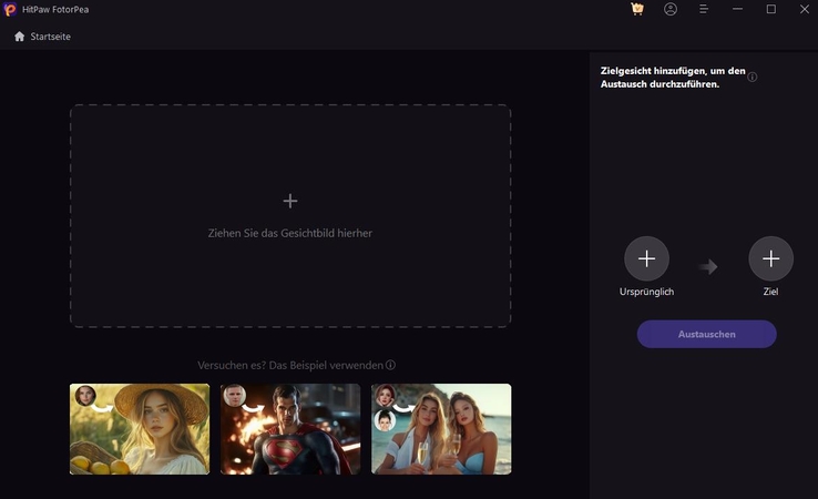 Bild hochladen für KI Face Swap Online Tool Anwendung