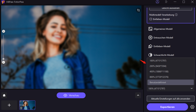 HitPaw FotorPea Enhance Höhe und Breite festlegen