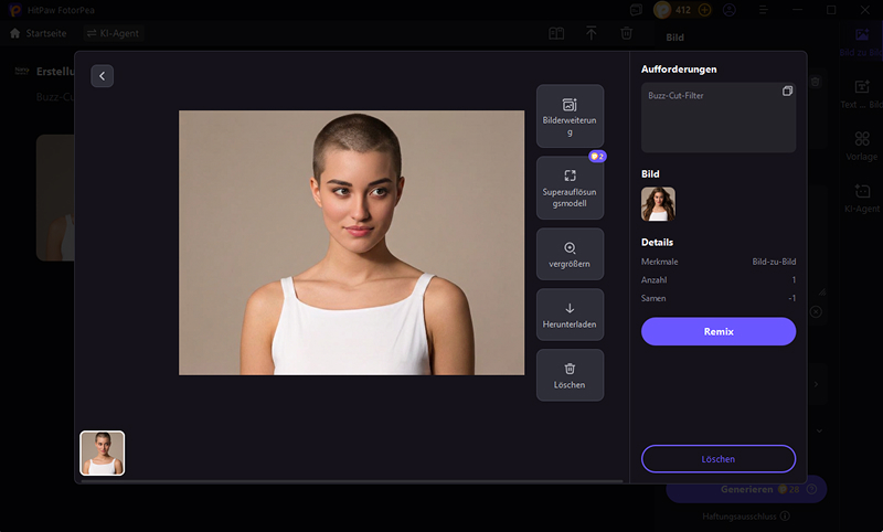 exportieren mit buzz-cut-filter