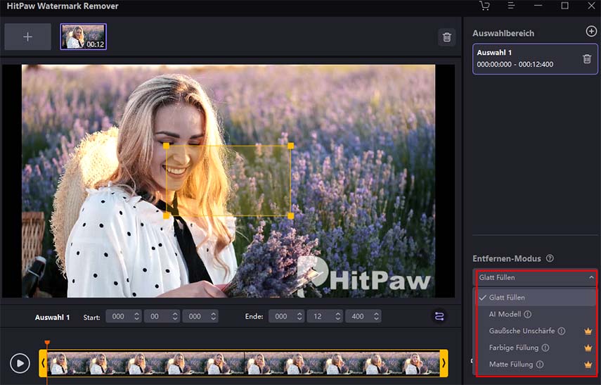 Wasserzeichen-Entfernungsmodus wählen