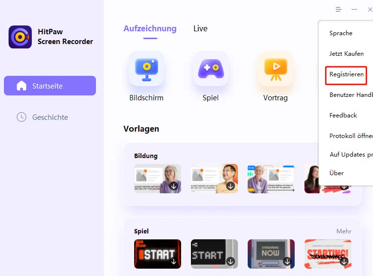 Hhitpaw screen recorder registrieren
