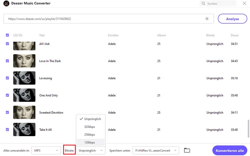 set deezer output bitrate
