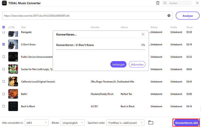 TIDAL-Musik in MP3 konvertieren