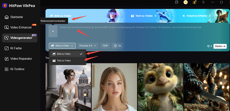 gib einen Prompt ein, um ein Video zu erstellen