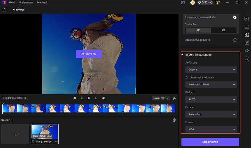video export einstellungen anpassen