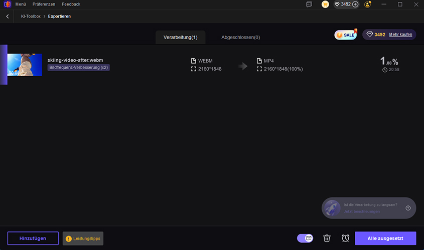 stabilisierung starten