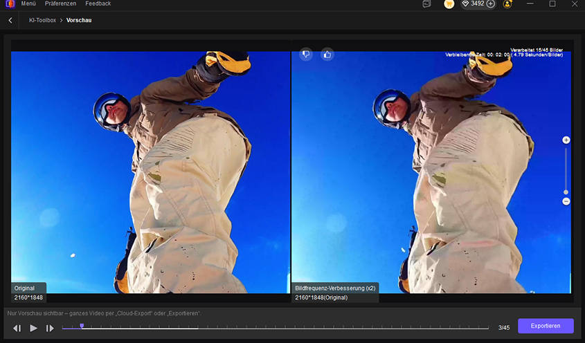 stabilisierung vorschau effekte