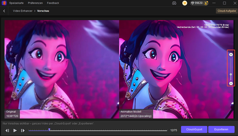 Vorschau der Videoqualität