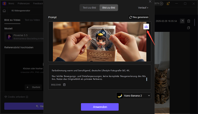 Generiertes Gugugaga-Bild speichern