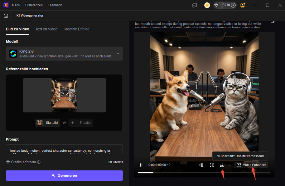 KI-Video herunterladen oder verbessern