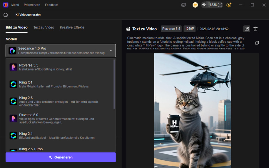 KI-Video-Modelle in HitPaw VikPea auswählen