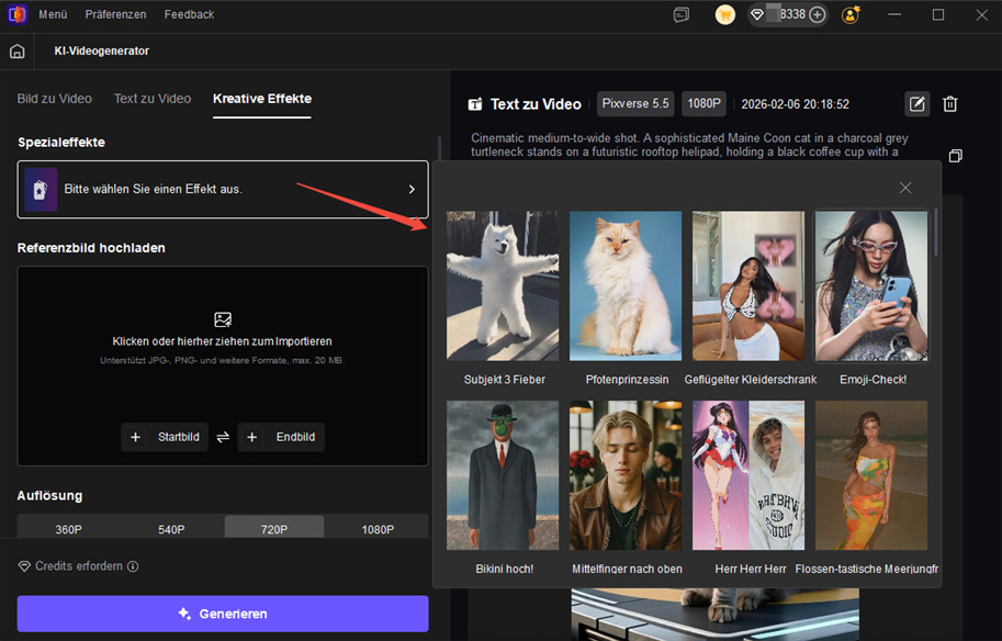 KI-Video-Modelle in HitPaw VikPea auswählen