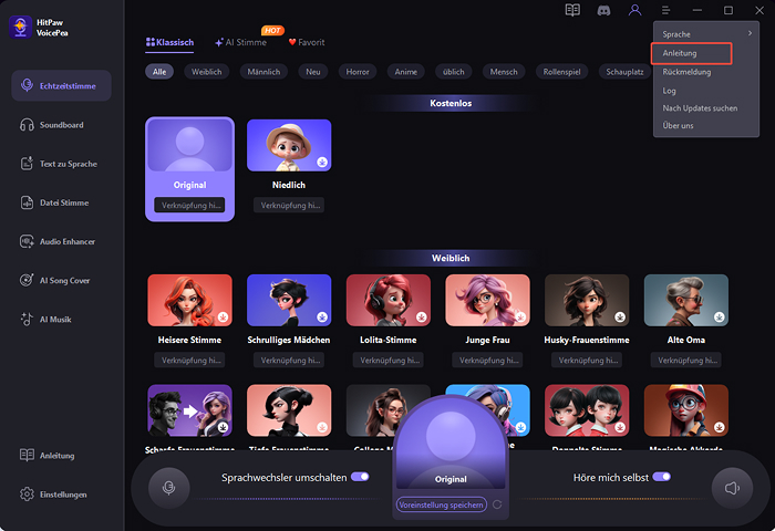 Anleitung in HitPaw VoicePea