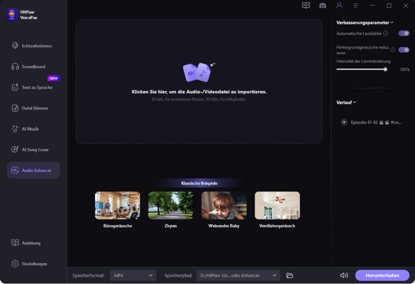 importiere audio video dateien
