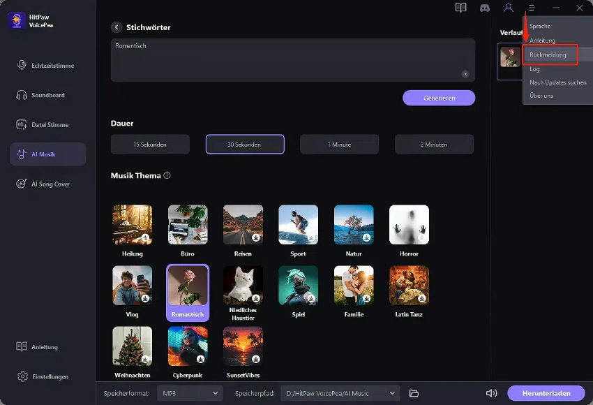 feedback in HitPaw voice changer