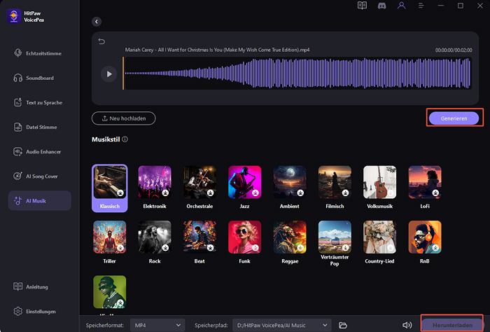 Musik generieren und herunterladen