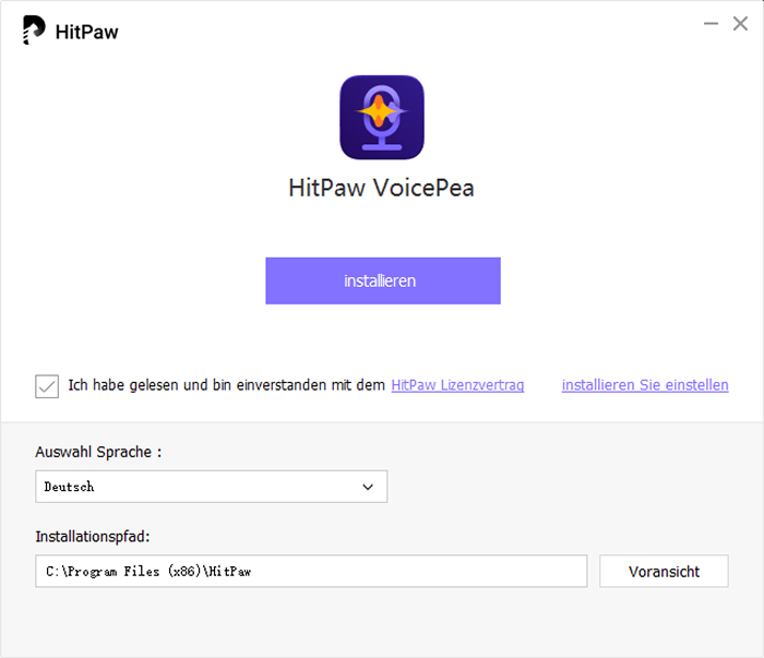 Installation starten