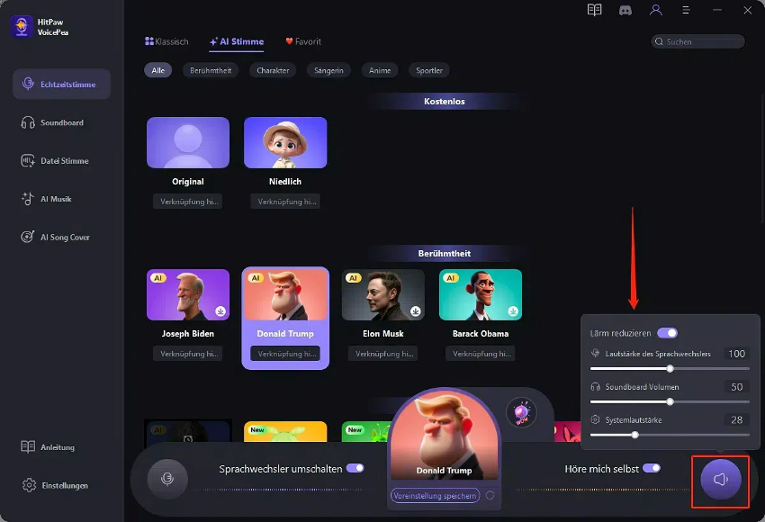 voice changer option aktivieren