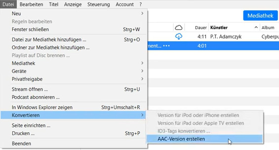m4r datei hinzufügen