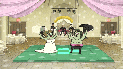 lustiges Hochzeitstag GIF süß Cartoon Paar