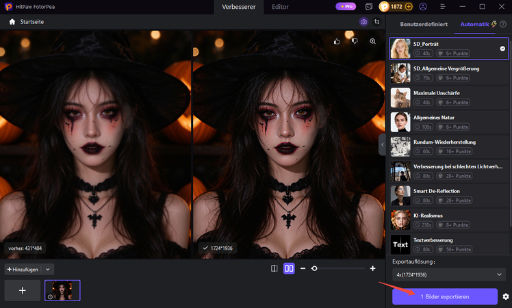 Exporting sharpened AI enhanced group costume image