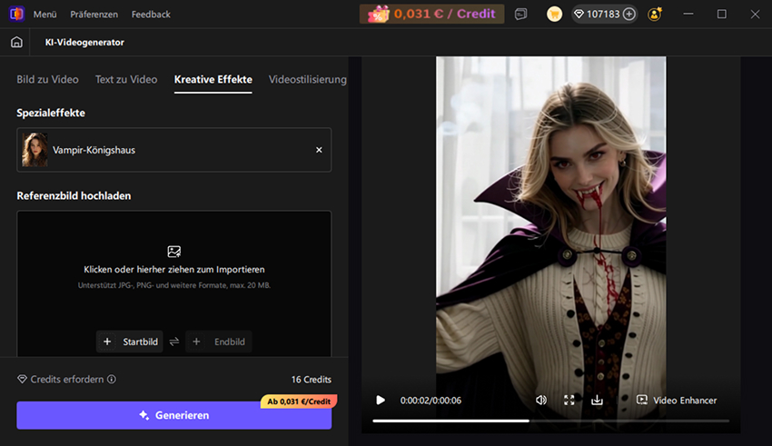 Generiertes KI Halloween Video in 4K herunterladen und exportieren