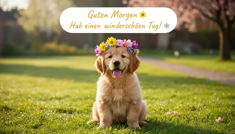 guten morgen bilder frühling hund