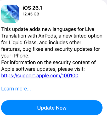 iOS 26.1 