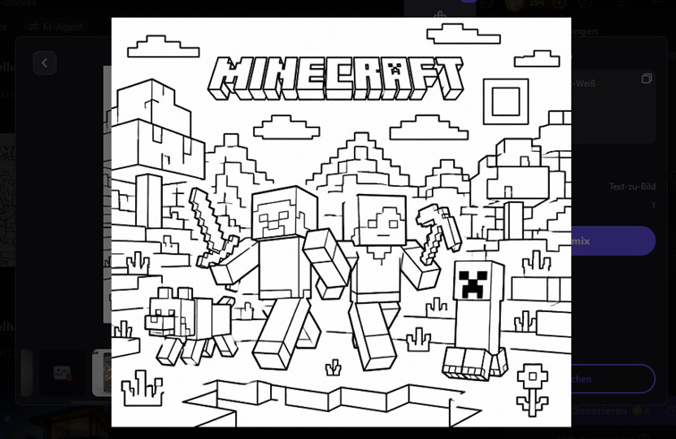 Minecraft Ausmalbild mit Outpainting erweitern und herunterladen in HitPaw FotorPea