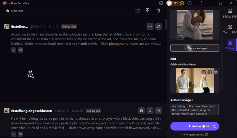 Eingabe von KI-Prompts und Auswahl des Stils im AI-Generator