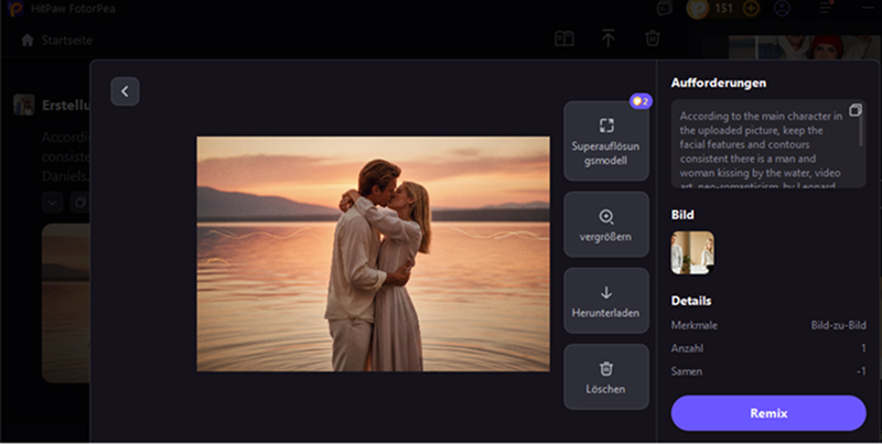 Das fertige, mit dem KI-Generator erstellte Paarfoto
