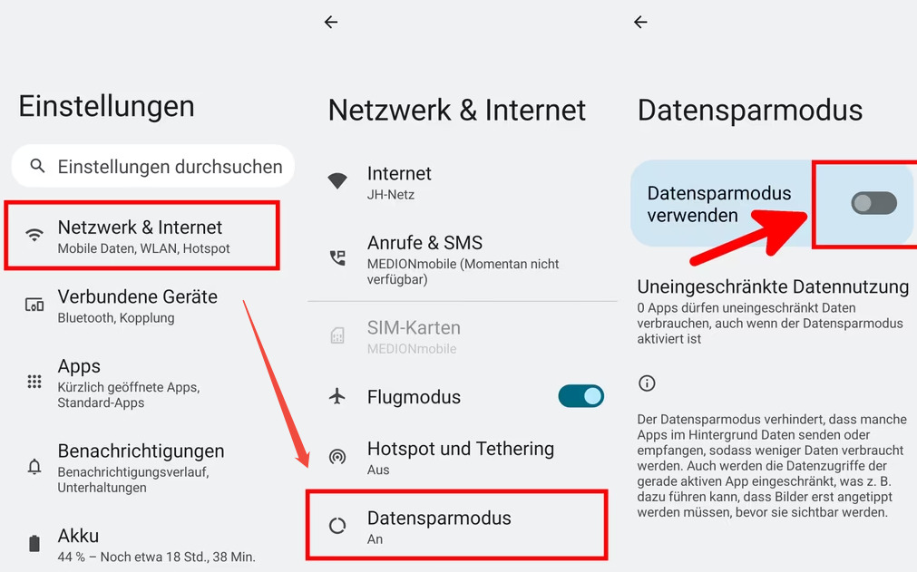 instagram datensparmodus deaktivieren