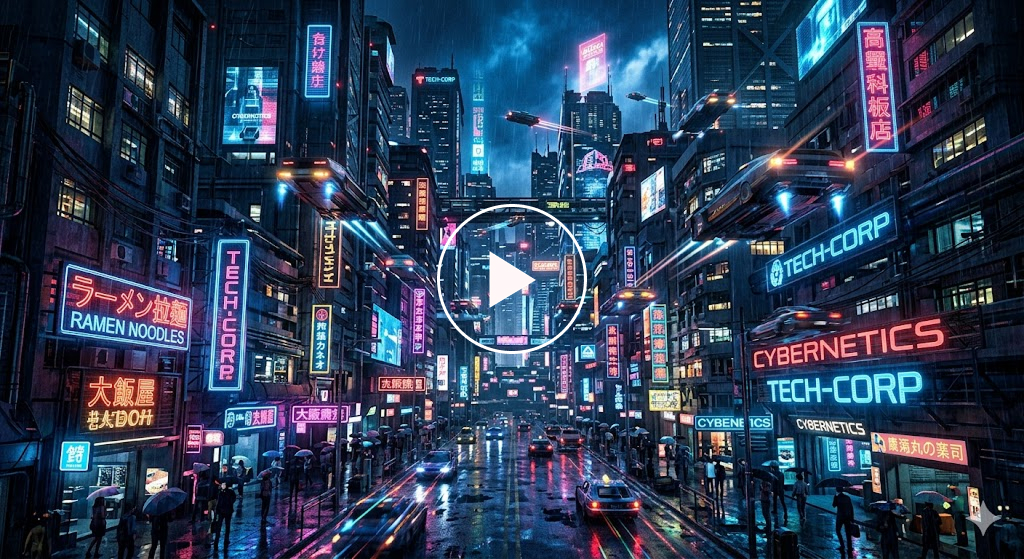 ki video prompt cyberpunk stadt neon cinematisch